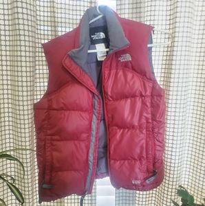 Red The North Face puffer vest
